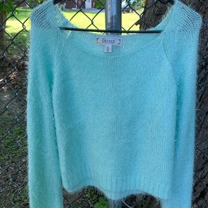Mint fuzzy shimmery sweater.